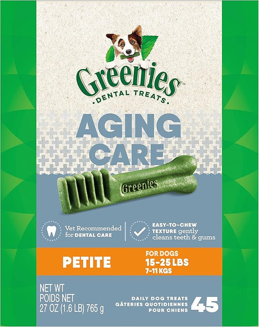 Greenies Aging Care Petite Natural Dental Care Dog Treats, 27 oz. Pack (45 Treats)