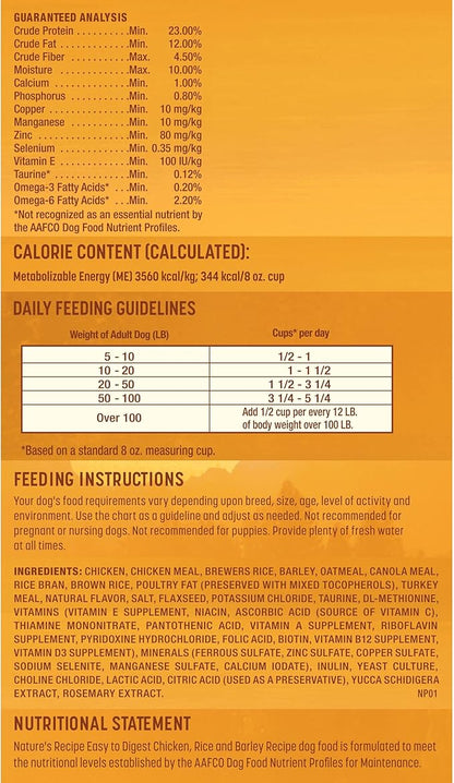 Nature's Recipe Easy to Digest Chicken, Rice & Barley 24 Pounds Dry Dog Food + Chicken Recipes Variety Pack 2.75 Ounce (Pack of 24) Wet Dog Food Bundle