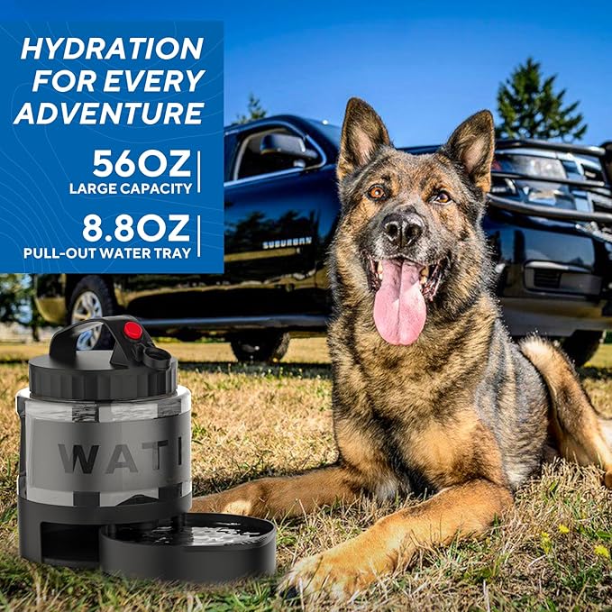 Dog Water Bowl Dispenser,Dog Water Bowl Travel for Hiking Dog Park Camping,56OZ Dog Water Dispenser with Pull-Out Travel Water Bowl for Dogs Travel Water Bowl Dispenser Pet Dog Water Bottle,BPA Free