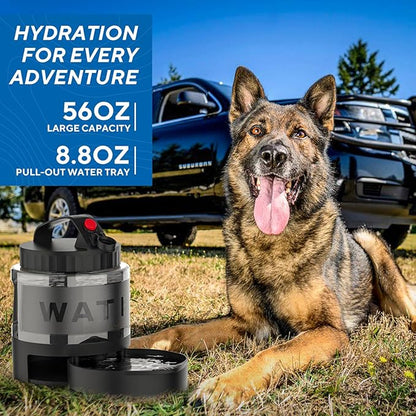 Dog Water Bowl Dispenser,Dog Water Bowl Travel for Hiking Dog Park Camping,56OZ Dog Water Dispenser with Pull-Out Travel Water Bowl for Dogs Travel Water Bowl Dispenser Pet Dog Water Bottle,BPA Free