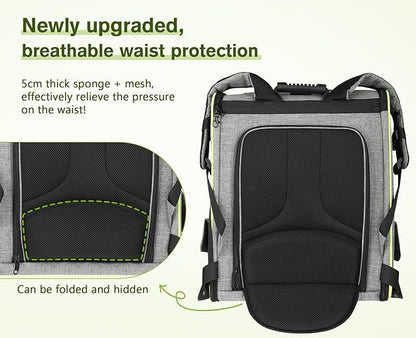 Pecute Pet Carrier Backpack, Large Cat Carrier Backpack, Expandable Cat Backpack with Breathable Mesh for Medium Large Cats, and Small Dogs, Dog Backpack Carrier for Travel Hiking