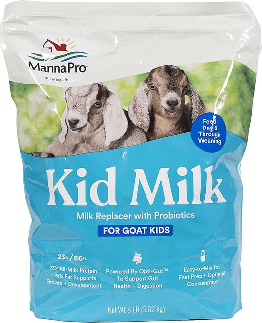 Manna Pro Milk Replacer with Probiotics for Goat Kids | High in Protein to Support Growth | Supports Gut Health and Digestion | 8lbs