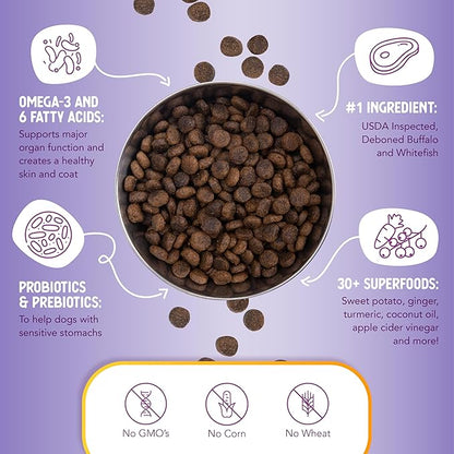 Health Extension Dry Dog Food, Natural Food with added Vitamins & Minerals, Suitable for All Puppies, Include Buffalo, Whitefish & Sweet Potato Recipe Recipe with Whole Vegetable & Berries (4 Pound)