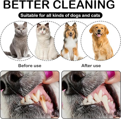 4 PCS Pet Finger Toothbrush, Microfiber Fingerbrush for Dogs Cats, Teeth Oral Cleaning, Dental Care, Washable & Comfortable & Durable, 1 Set for Two Fingers White