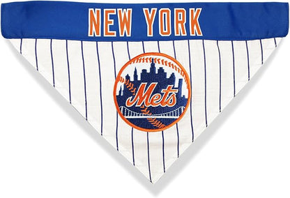 Pets First MLB New York Mets Reversible Bandana Size XX-Large for Dogs & Cats. 2 Sided Sports Bandana, Premium Embroidery Team Logo, All MLB Teams Available