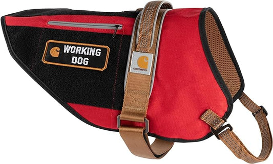 Carhartt Nylon Ripstop Service Dog Harness, High Risk Red/Carhartt Brown, Medium