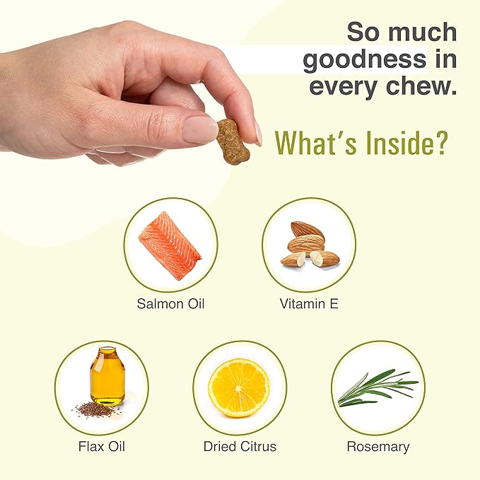 Dr. Richard's Skin & Coat Support for Dogs - Soft Chew Supplement Strengthens Skin Structure & Decreases Itching for Beautiful Healthy Coat, Improved Health & Comfort for All Adult Breeds
