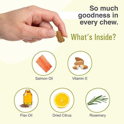 Dr. Richard's Skin & Coat Support for Dogs - Soft Chew Supplement Strengthens Skin Structure & Decreases Itching for Beautiful Healthy Coat, Improved Health & Comfort for All Adult Breeds