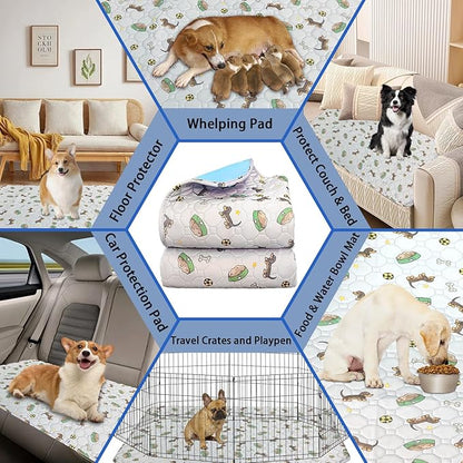 Washable Pee Pads for Dogs - Super Absorbent Reusable Puppy Pads 2Pack 48''x48'' Waterproof Dog Pee Pads Non-Slip Whelping Pads Leakproof Urine Pet Training Pads for Potty Wshable Puppy Pads