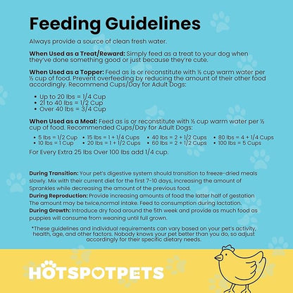 hotspot pets Freeze Dried Raw Chicken Meal Toppers for Dogs - Single Protein,All Natural, Grain-Free- Perfect for Training, Topper or Snack - Made in USA - (Chicken Meal Toppers) 1LB Bag