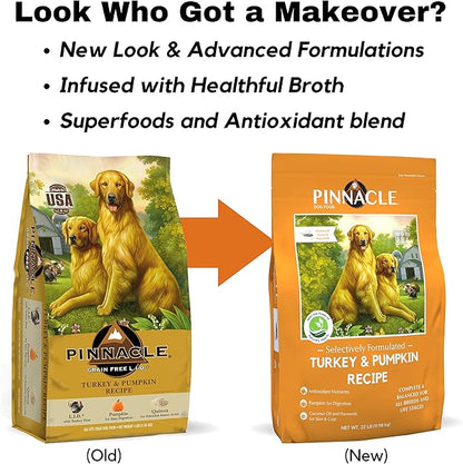 pinnacle pet Turkey & Pumpkin Dry Dog Food 4 lb, Infused with Broth