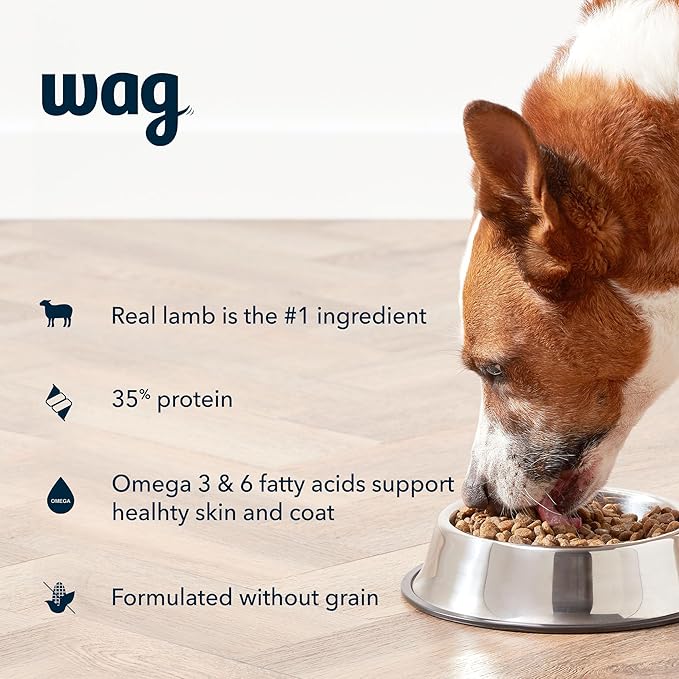 Amazon Brand - Wag Dry Dog Food Grain-Free Lamb & Lentil Recipe, High Protein (24 lb bag)