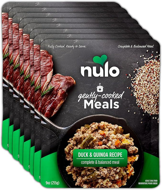 Nulo Gently-Cooked Meals Complete and Balanced Adult Wet Dog Food, Duck & Quinoa, 9 Ounce, 8 Count
