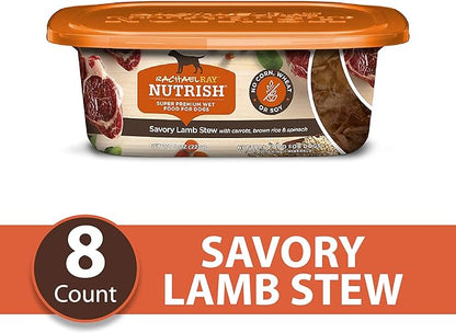 Rachael Ray Nutrish Premium Natural Wet Dog Food, Savory Lamb Stew Recipe, 8 Ounce Tub (Pack of 8)