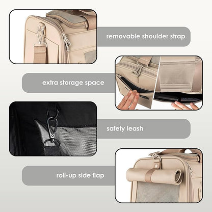 TSA Airline Approved PU Leather Luxury Pet Carrier - Size XS/S - for Small Dogs and Cats