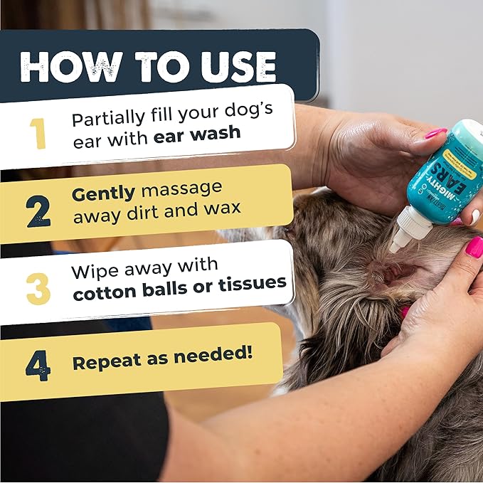 Mighty Paw Waggables Dog Ear Wash (Made in USA) | Dog Ear Cleaner Solution. Dog Ear Wash Cleaner Aloe Vera Dog Ear Drops. Liquid Ear Cleaner for Dogs. For Itchy Ears, Yeast & Healthy Ear Canals (4 oz)