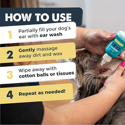 Mighty Paw Waggables Dog Ear Wash (Made in USA) | Dog Ear Cleaner Solution. Dog Ear Wash Cleaner Aloe Vera Dog Ear Drops. Liquid Ear Cleaner for Dogs. For Itchy Ears, Yeast & Healthy Ear Canals (4 oz)