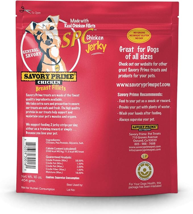 Savory Prime Chicken Jerky Treat, 16-Ounce, All Breed Sizes, Model: 30016