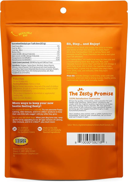 Zesty Paws Training Treats for Dogs & Puppies - Hip, Joint & Muscle Health - Immune, Brain, Heart, Skin & Coat Support - Bites with Fish Oil Omega 3 Fatty Acids with EPA & DHA - PB Flavor - 8oz