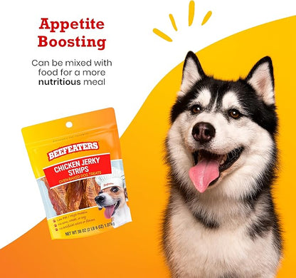 Beefeaters Dog Treats - Chicken Jerky Strips 38oz | Dog Food 100% Real Chicken Breast | Grain-Free, No Additives | Dog Trainig Treats & Healthy Growth | Allergy-Friendly