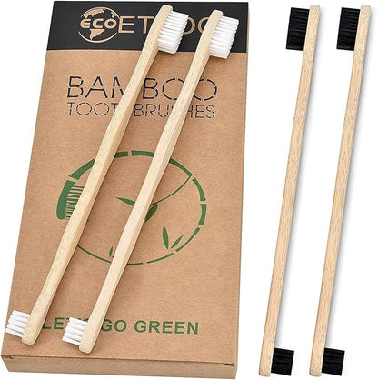 Dog Toothbrush,Pets Bamboo Tooth Brush Double-Sided Small & Large Head Toothbrushes for Dogs Cats,Biodegradable Eco-Friendly Teeth Cleaning Tool (6 Pack with Bag Holder)