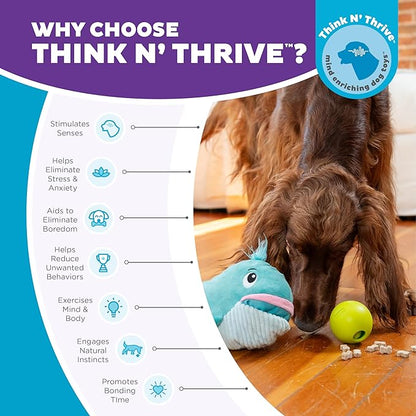 Outward Hound Nina Ottosson Big Mouthz Interactive Plush Dog Puzzle with Treat Ball Dog Enrichment Toys, Plush, Blue