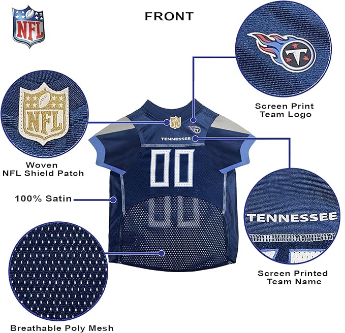 NFL Tennessee Titans Dog Jersey, Size: X-Large. Best Football Jersey Costume for Dogs & Cats. Licensed Jersey Shirt