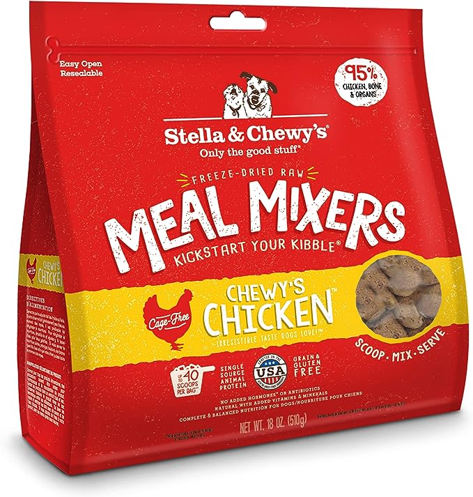 Stella & Chewy's Freeze Dried Raw Chewy’s Chicken Meal Mixers – Dog Food Topper for Small & Large Breeds – Grain Free, Protein Rich Recipe – 18 oz Bag
