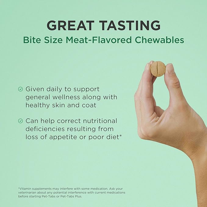 Pet-Tabs Multivitamin and Mineral Supplement for Dogs with Special Nutritional Needs, Chewable Tablet, 180 Count Bottle