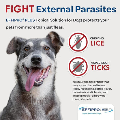 Effipro Plus Topical Solution for Dogs - for Dog Flea and Tick for Medium Dogs (23-44.9lbs), 3 Doses, Waterproof Topical Prevention (by Virbac)