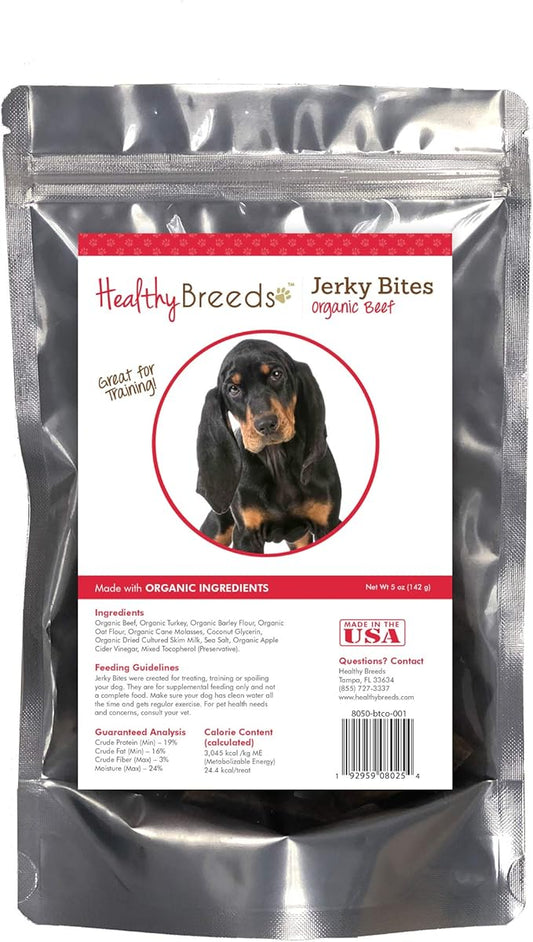 Healthy Breeds Black and Tan Coonhound Jerky Bites Beef Recipe Dog Treats 5 oz