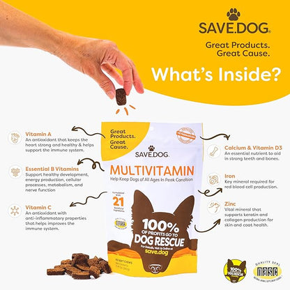 Chewable Dog Multivitamin - Dog Vitamins and Supplements – with Amino Acids and Antioxidants to Support Immunity Energy and Wellness - Dog Supplement with a Cause (60 Chews)