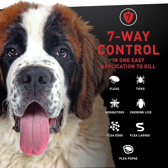 Flea and Tick Prevention for Dogs, Repellent, Treatment, and Control, Fast Acting Waterproof Topical Drops for Small, Medium and Large Dog and Puppies, 1 Month Dose