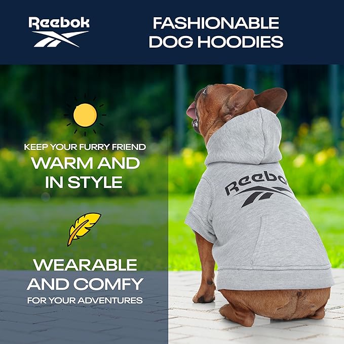 Reebok Dog Hoodie – Fleece Dog Sweater with Leash Hole, Cold Winter Dog Sweatshirt for Small Medium and Large Dogs, Premium Dog Fall Sweater Pullover Hoodie, Cozy Warm Perfect Dog Christmas Outfit