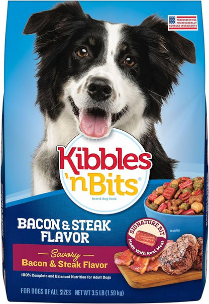 Kibbles 'n Bits Savory Bacon & Steak Flavor Dry Dog Food, 3.5 lb. Bag