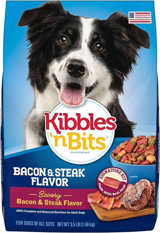 Kibbles 'n Bits Savory Bacon & Steak Flavor Dry Dog Food, 3.5 lb. Bag