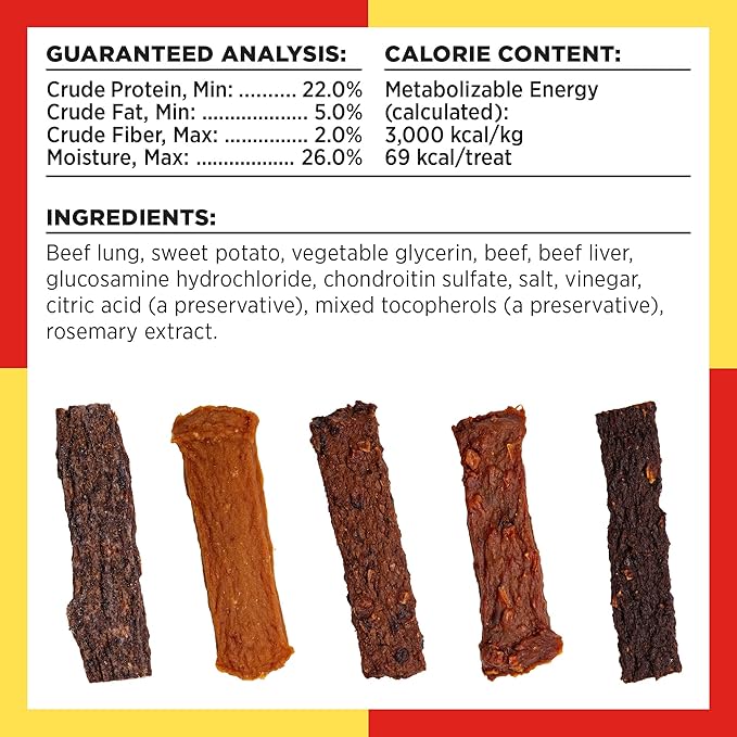 BIXBI Hip & Joint Support Beef Liver Jerky Dog Treats, 5 oz - USA Made Grain Free Dog Treats - Glucosamine, Chondroitin for Dogs - High in Protein, Antioxidant Rich, Whole Food Nutrition, No Fillers