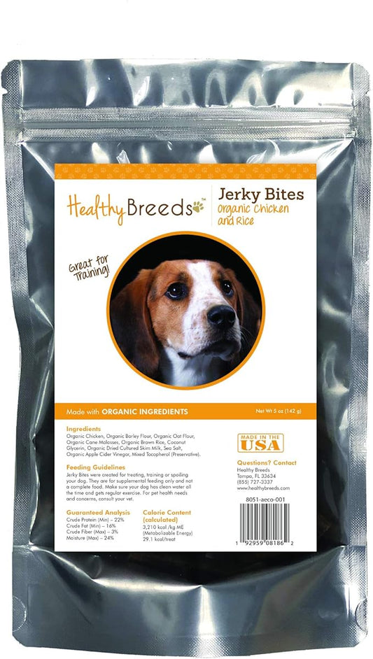Healthy Breeds American English Coonhound Jerky Bites Chicken & Rice Recipe Dog Treats 5 oz