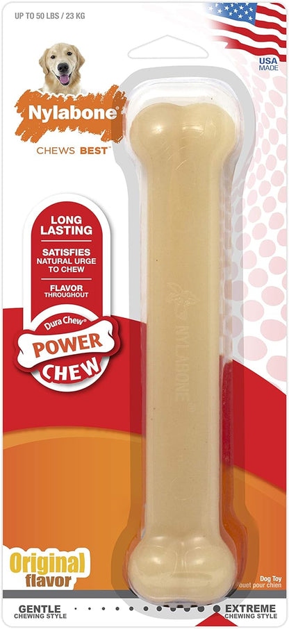Nylabone Power Chew Classic Bone Chew Toy for Dogs, Durable Dog Toys for Aggressive Chewers, Original Flavor, Large/Giant - Up to 50 lbs. (1 Count)