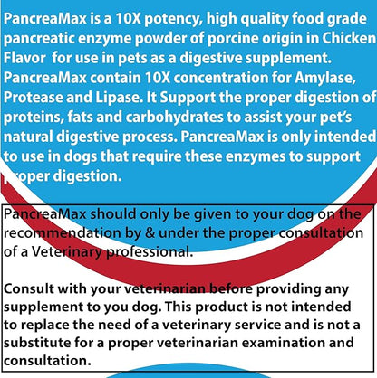 PancreaMax 10x Pancreatic Digestive Enzymes Supplement for Cats and Dogs(12 oz) Powder (Made in U.S.A).10x Pancreatin for Dogs Contain Pancreatic Enzyme | Pancreatin for Dogs (10x Porcine Pancreatin)