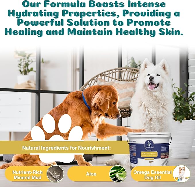 Madra Mor Milk & Honey Mud Spa Bath for Dogs | Dog Bath for Dog Grooming | Dog Coat Skin Care Products | 7.5lb Pail Mud Bath Dog Essentials with Multi-Purpose Key Chain