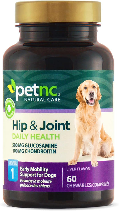Petnc Natural Care Hip and Joint Health Early Mobility Chewables for Dogs, 60 Count (27478)