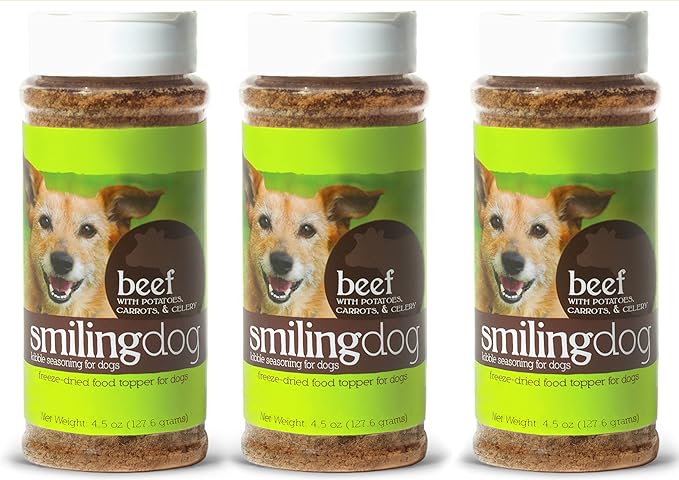 Herbsmith Kibble Seasoning – Freeze Dried Beef – DIY Raw Coated Kibble Mixer - Dog Food Topper for Picky Eaters, 4.5 oz [Bundle x3 Units]