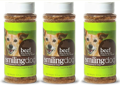 Herbsmith Kibble Seasoning – Freeze Dried Beef – DIY Raw Coated Kibble Mixer - Dog Food Topper for Picky Eaters, 4.5 oz [Bundle x3 Units]
