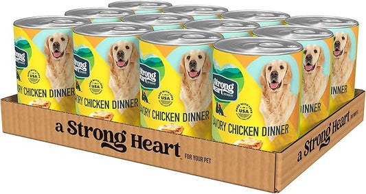 A Strong Heart Wet Dog Food, Savory Dinner with Chicken - 22 oz Cans (Pack of 12), Made in The USA with Real Chicken