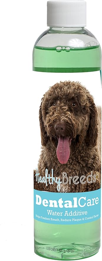 Healthy Breeds Dog Dental Care Water Additive for Spanish Water Dog - Helps Freshen Breath, Reduce Plaque & Control Tartar - Mint Flavor - 8 oz