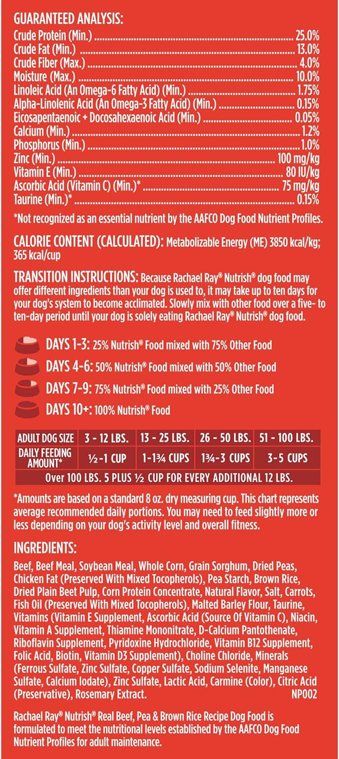 Nutrish Rachael Ray Beef, Pea & Brown Rice 28 Pounds Dry Dog Food + Beef & Pumpkin 13 Ounce (Pack of 12) Wet Dog Food Bundle