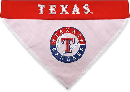 Pets First MLB Texas Rangers Reversible Bandana Size XX-Large for Dogs & Cats. 2 Sided Sports Bandana,Premium Embroidery Team Logo, All MLB Teams Available