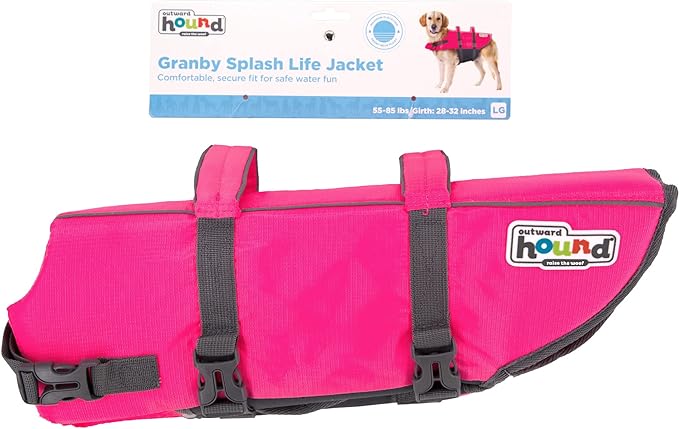 Outward Hound Granby Splash Pink Dog Life Jacket, Large