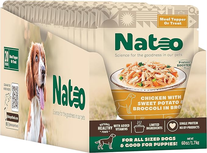 NATOO Dog Food Topper for Picky Eaters & Dog Treat (Chicken, Sweet Potato & Broccoli), Dog Toppers for Dry Food, Wet Meal Toppers for Dogs & Puppies, Limited Ingredient Dog Food, 3 oz (Case of 20)